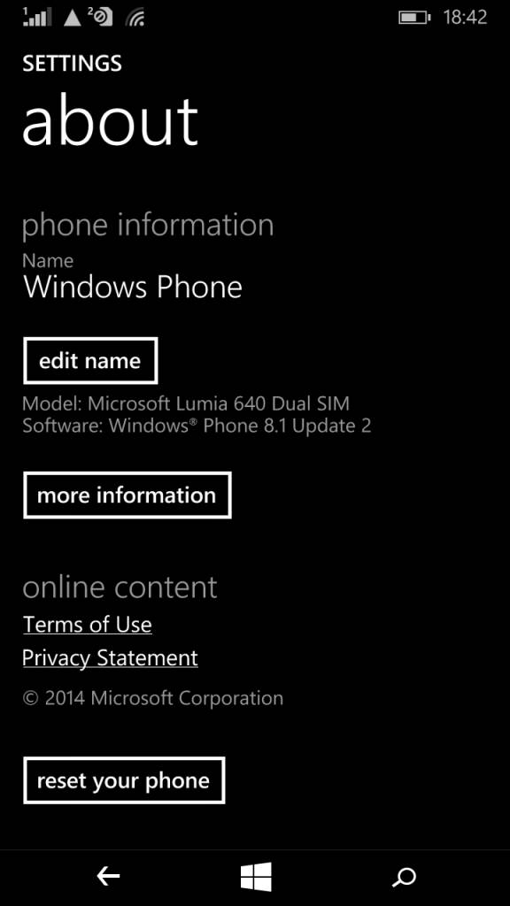 Microsoft Lumia 640_about phone