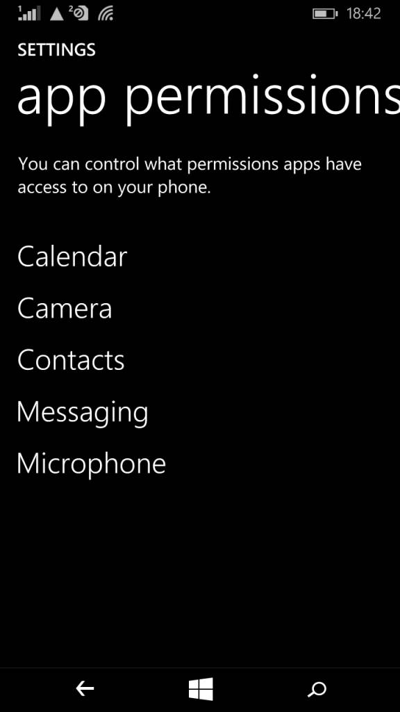 Microsoft Lumia 640_app permissions