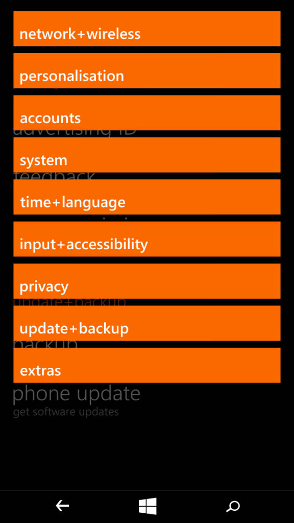 Microsoft Lumia 640_settings