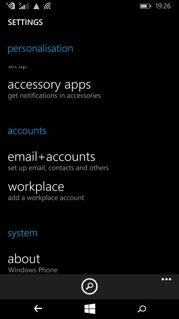 Microsoft Lumia XL_settings