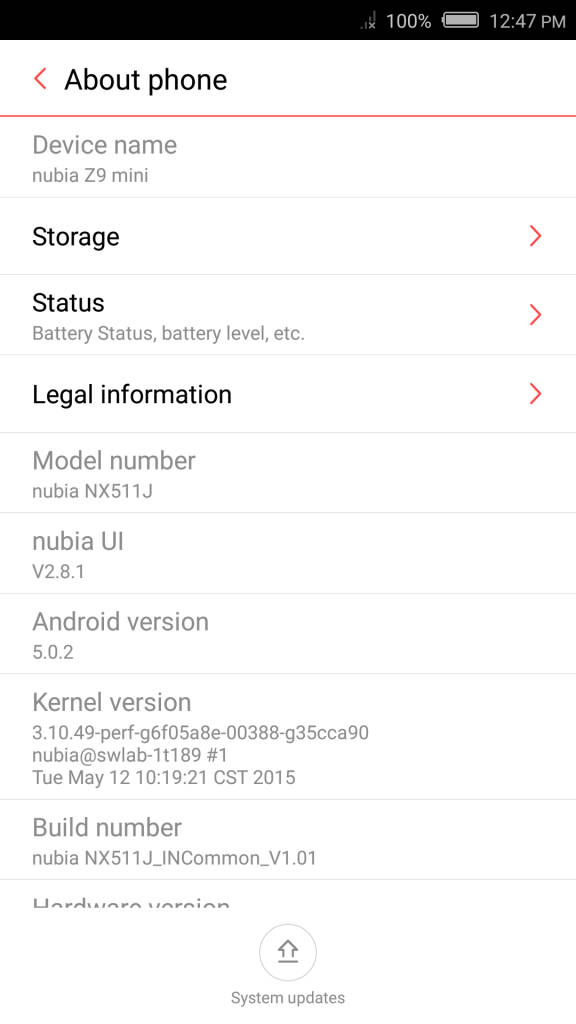 nubia Z9 mini_about phone