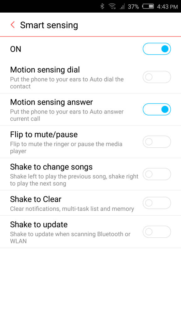 nubia Z9 mini_motion gestures