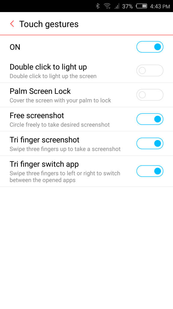 nubia Z9 mini_touch gestures