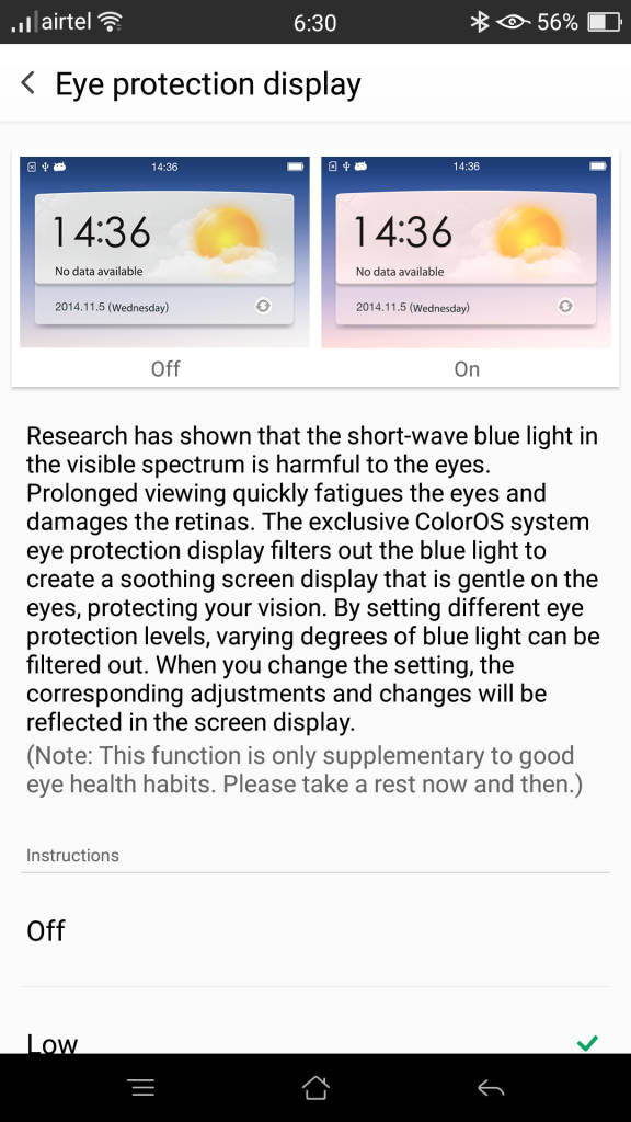 OPPO R7 Plus_eye protection display