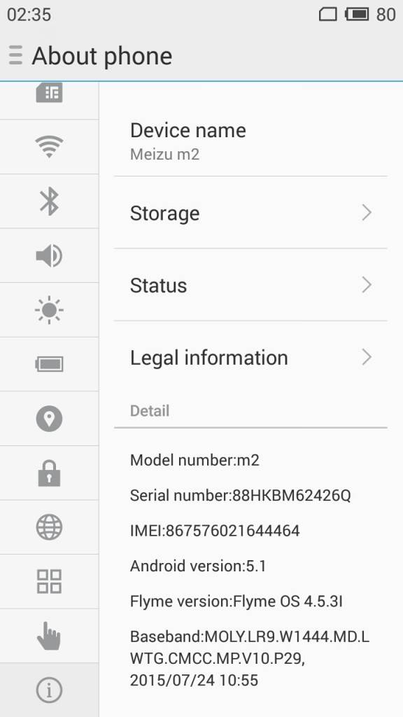 Meizu m2_about phone