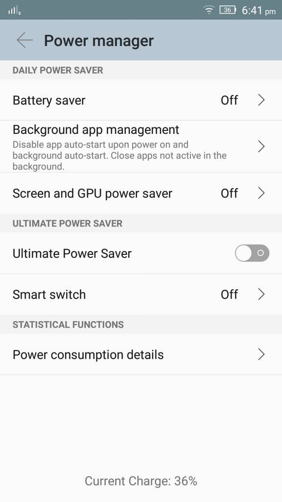 Lenovo Vibe S1_Power manager