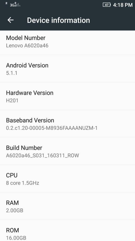 Lenovo Vibe K5 Plus_about phone