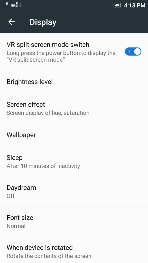 Lenovo Vibe K5 Plus_display settings