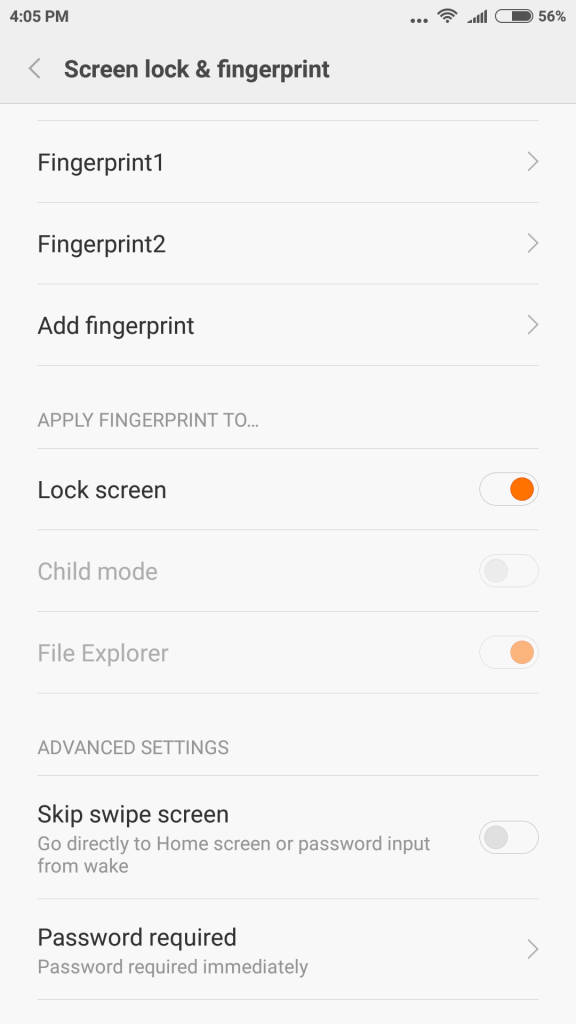 Xiaomi Mi 5_fingerprint settings