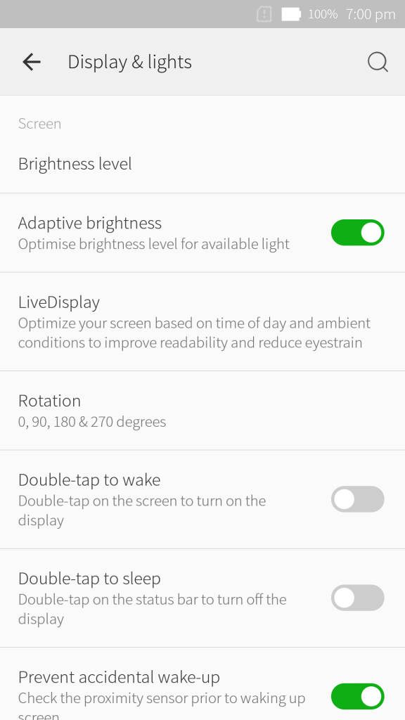 Lenovo ZUK Z1_display settings