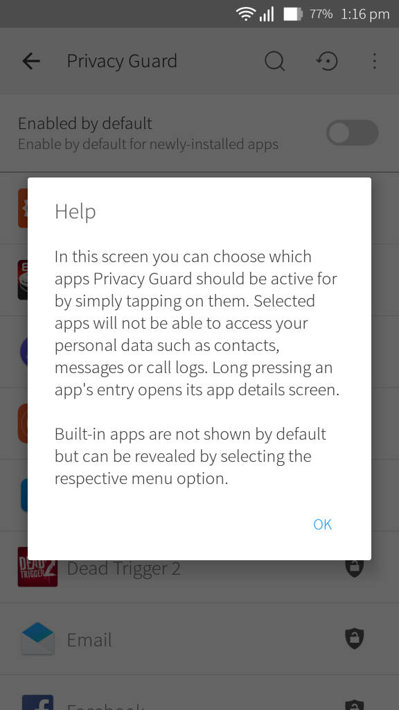 Lenovo ZUK Z1_privacy guard