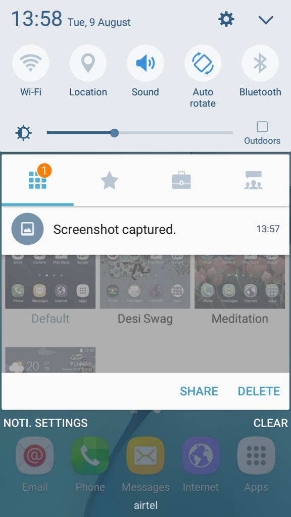 Samsung Galaxy J2_quick settings