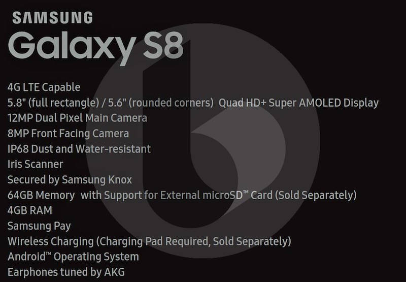 Galaxy S8 specs