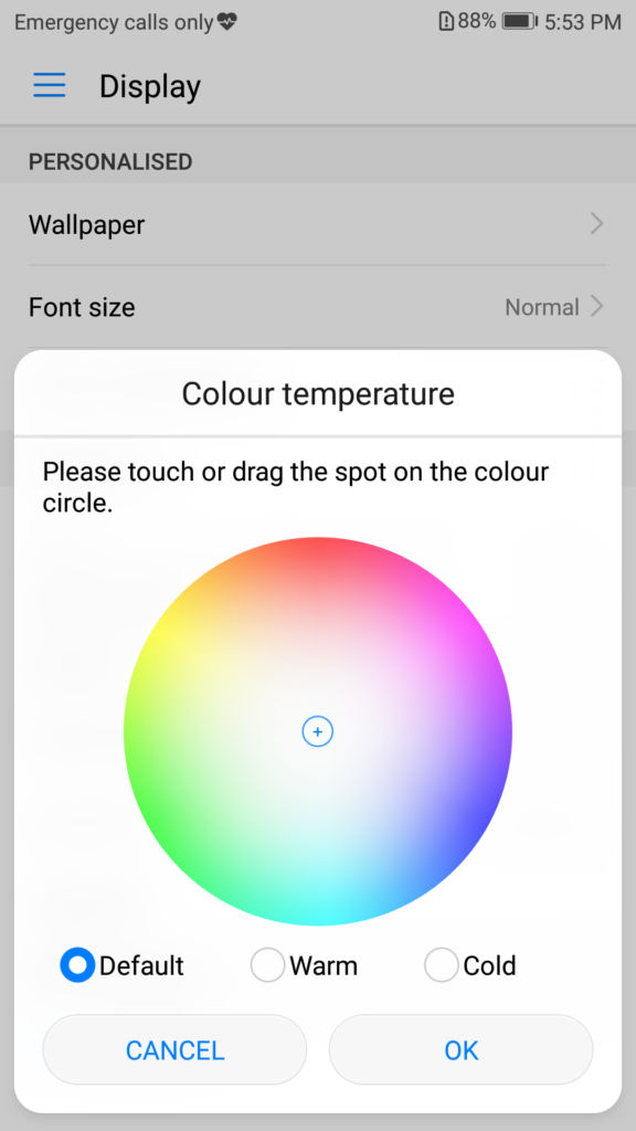 Huawei P10_display_colour temperature