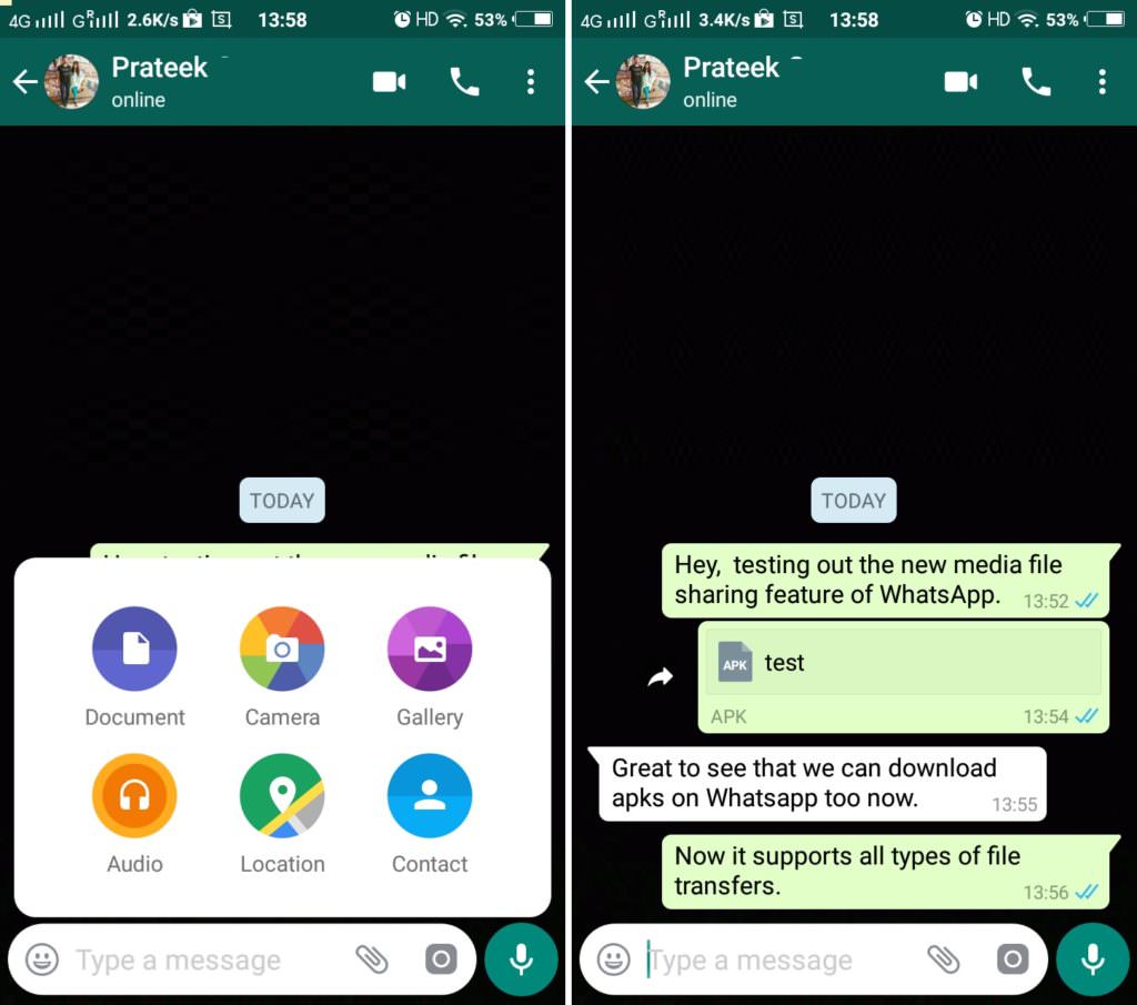 WhatsApp new media support