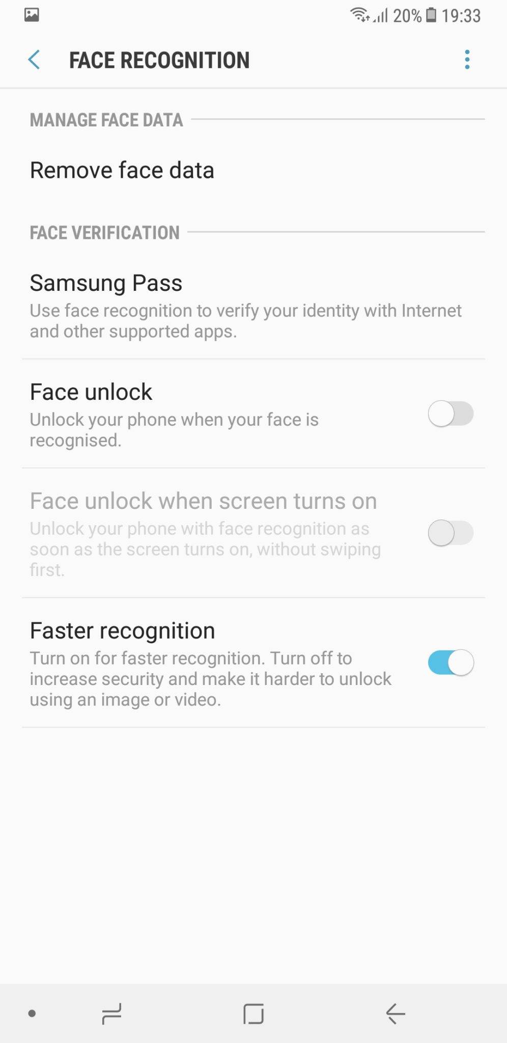 Samsung Galaxy A8 Plus face recog 2