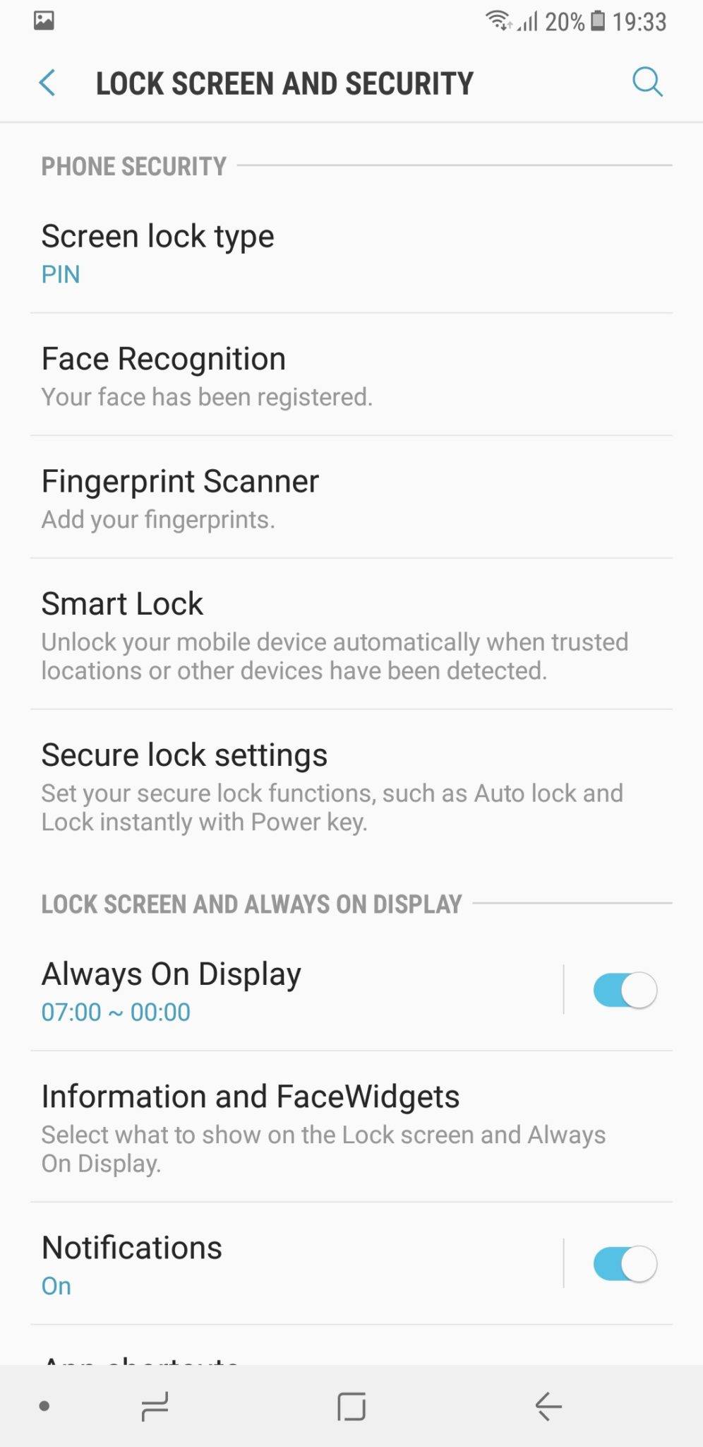 Samsung Galaxy A8 Plus face recog 3