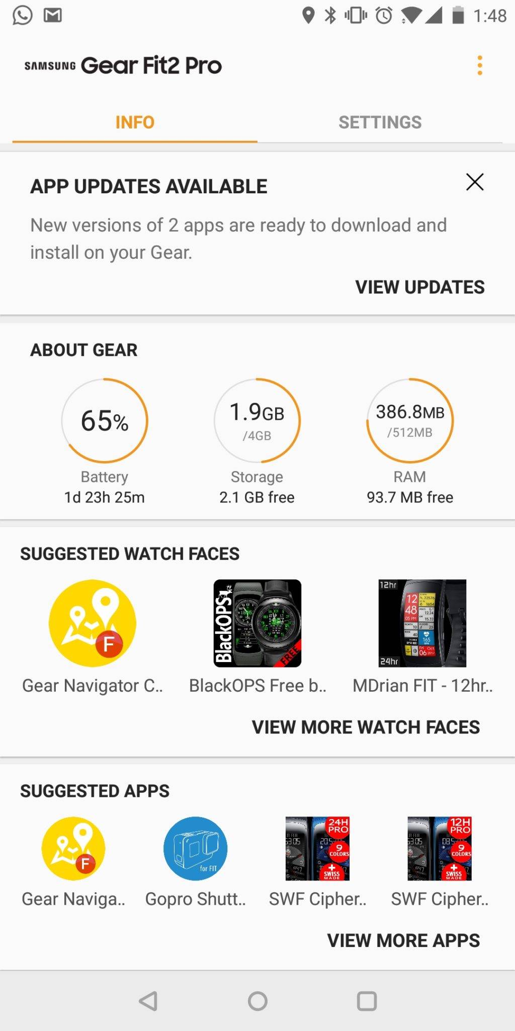 Samsung Gear Fit2 Pro app UI 1
