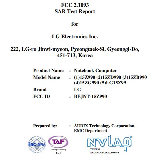 LG Gram 15-inch 2019 FCC 1