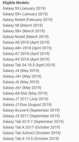 List of Samsung devices getting Android Pie update