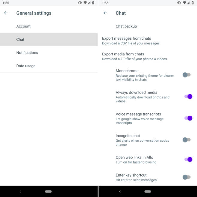 How to download and save Google Allo chats