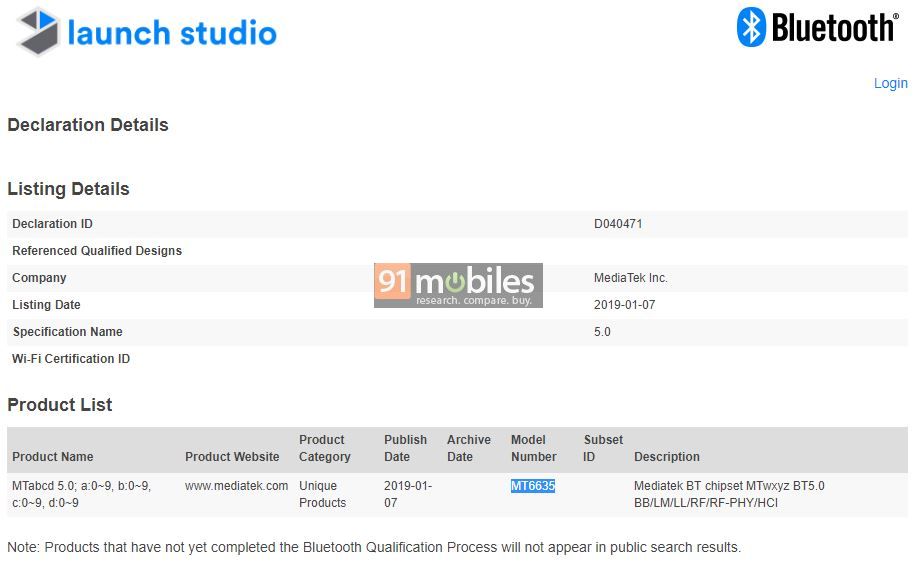 MediaTek MT6635 Bluetooth SIG