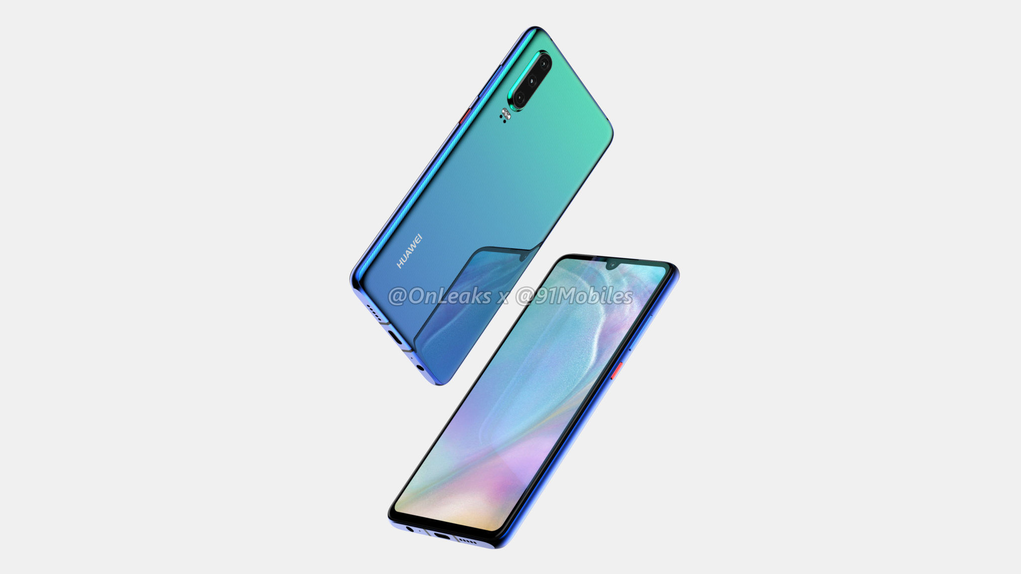 水滴屏、豎直三攝鏡頭：Huawei P30 渲染圖設計 360 度搶先看！ 2