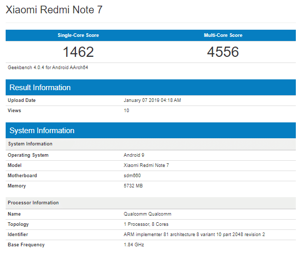 Xiaomi_Redmi_Note_7_Geekbench_specifications