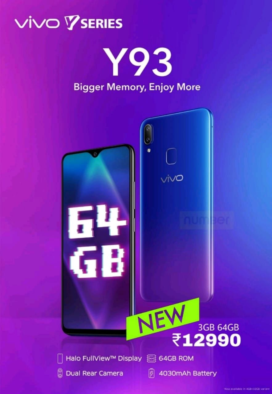 Vivo Y93\'s 3GB RAM variant price in India dropped: now costs Rs 12,990