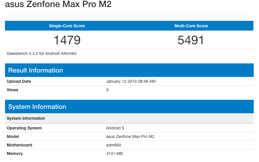 Asus Zenfone Max Pro M2 Rog Phone Running Android Pie Spotted On Geekbench 91mobiles Com