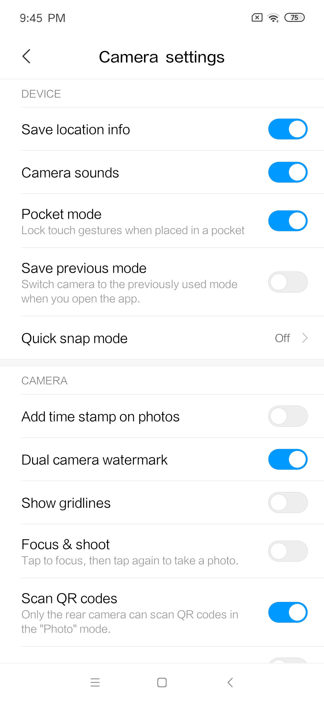 Redmi Note 7 Camer interface 2