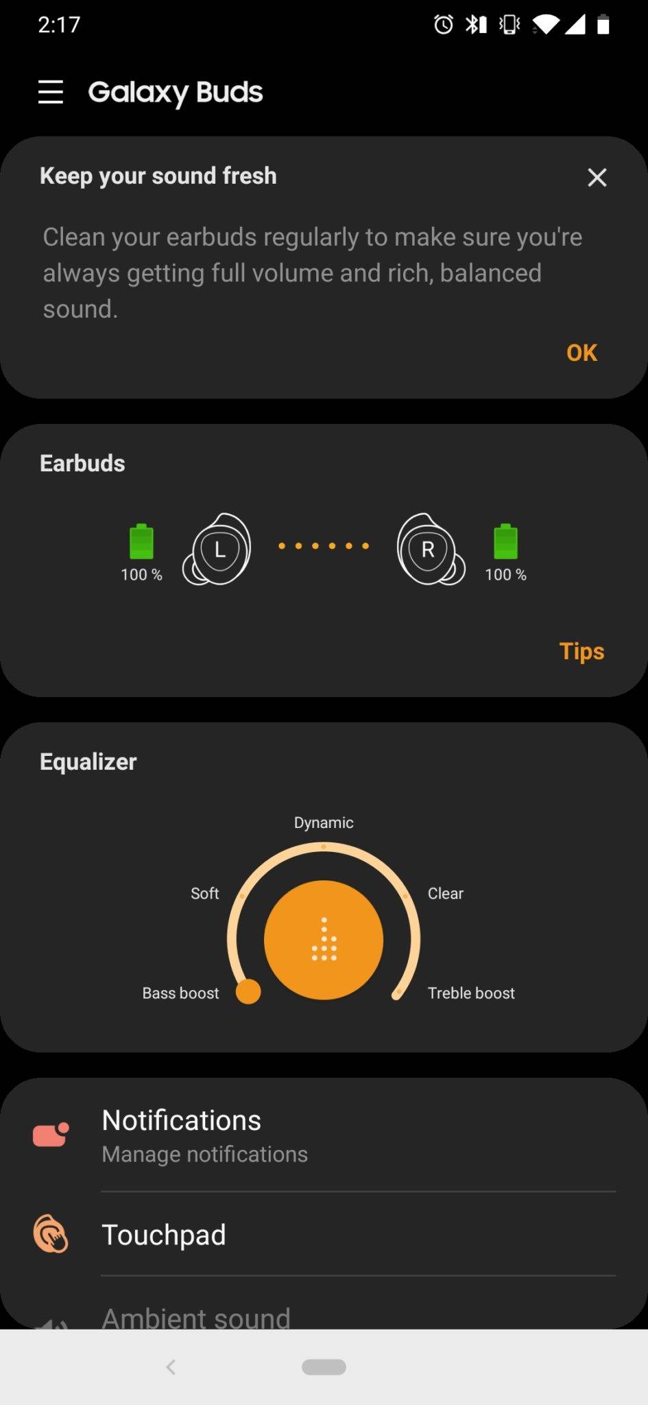 Samsung Galaxy Buds app UI 2
