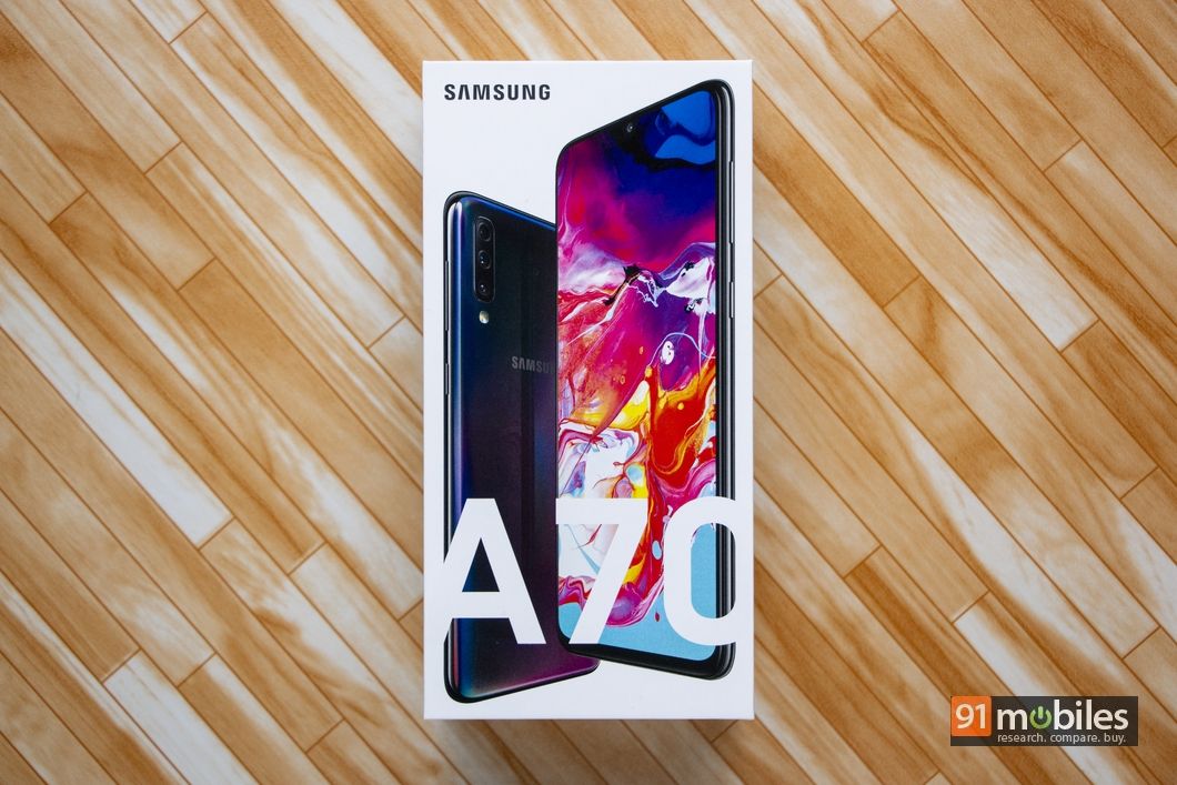 Samsung Galaxy A70 Unboxing Sneak Peek Into The Box Of Latest A Series Smartphone 91mobiles Com