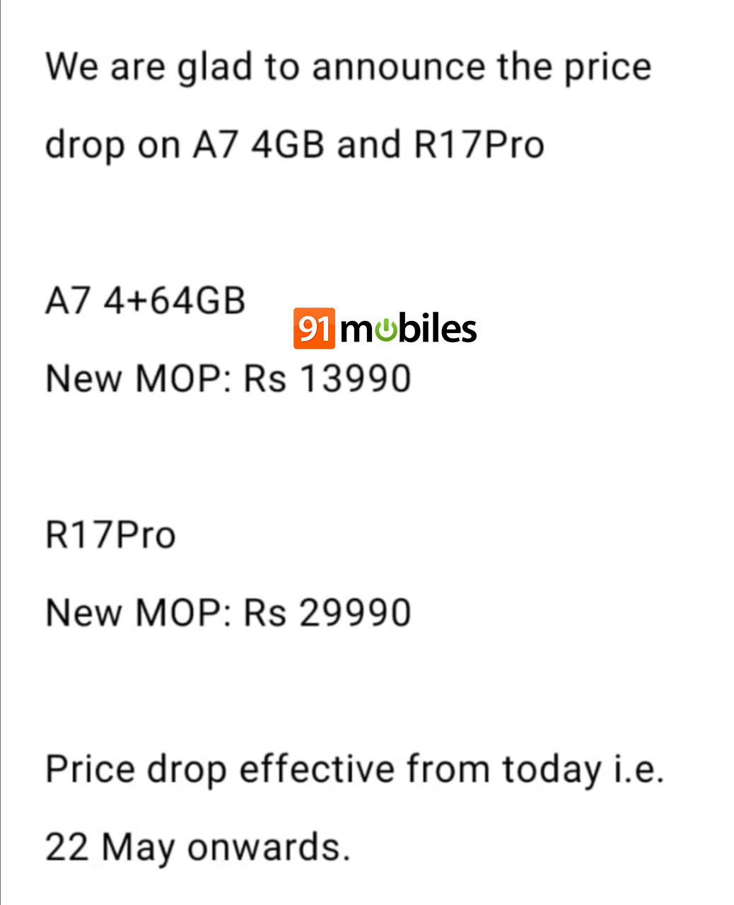 OPPO price drop