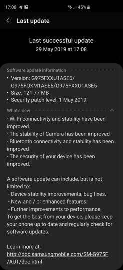Samsung Galaxy S10 new update