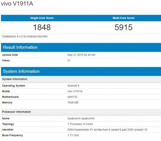 Vivo Z5x Geekbench