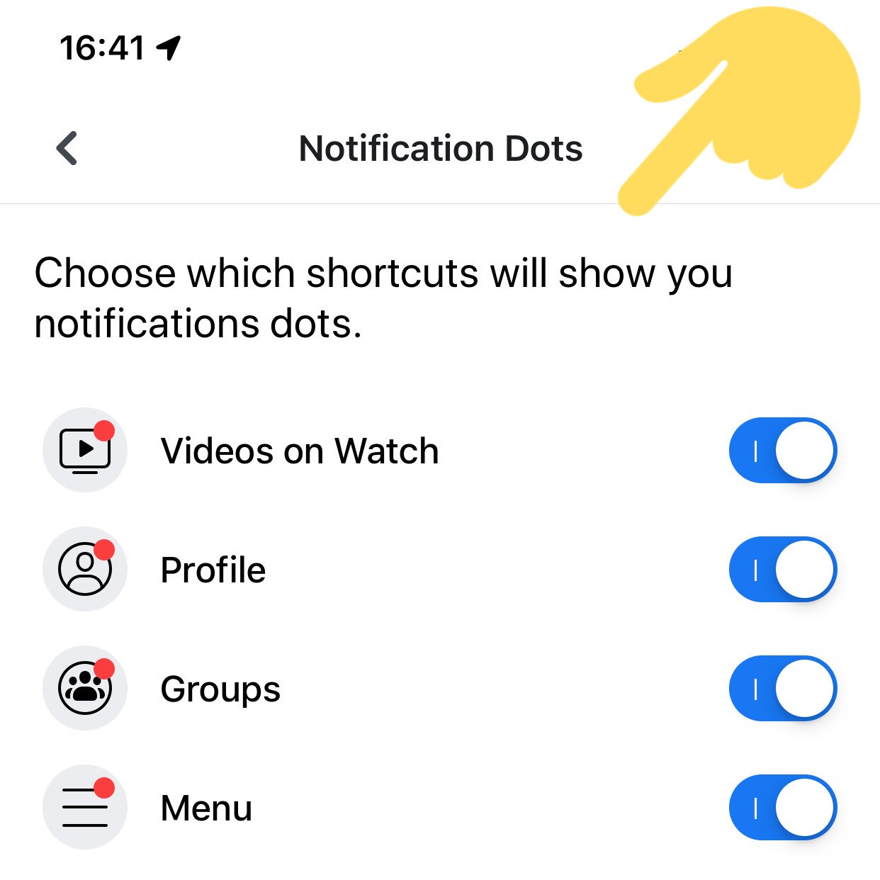 Facebook notification dots