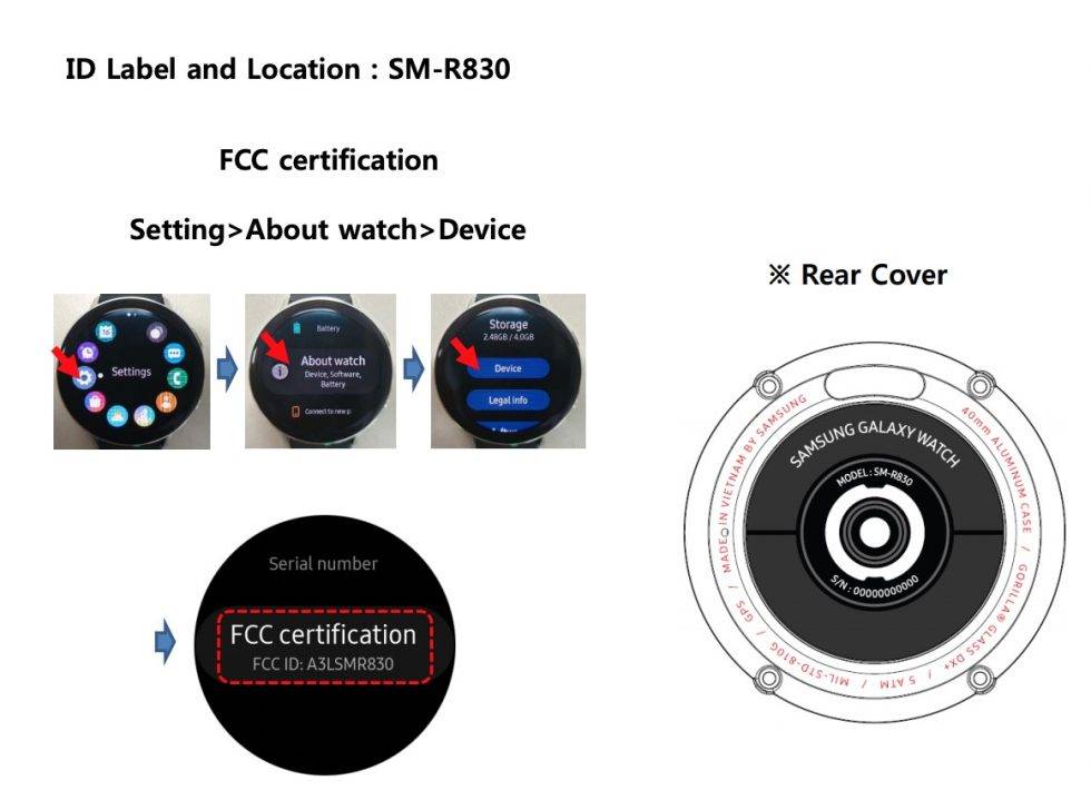 The FCC listing for the Galaxy Watch Active 2 reveals design and other UI elements.