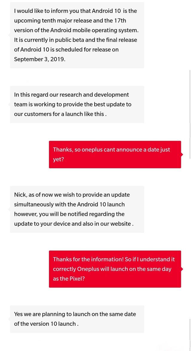 Android 10 for OnePlus 7 and 7 Pro could be available on September 3rd