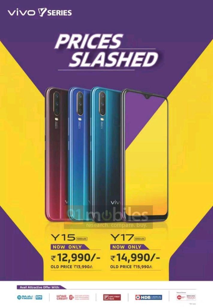 Vivo Y15 And Y17 Prices In India Slashed By Rs 1 000 Each In