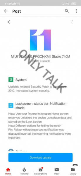 MIUI 11 update