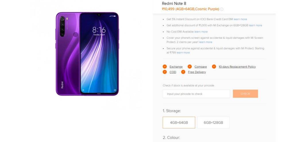 redmi note 8 new price