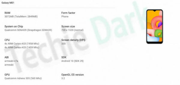 samsung m01 dimensions