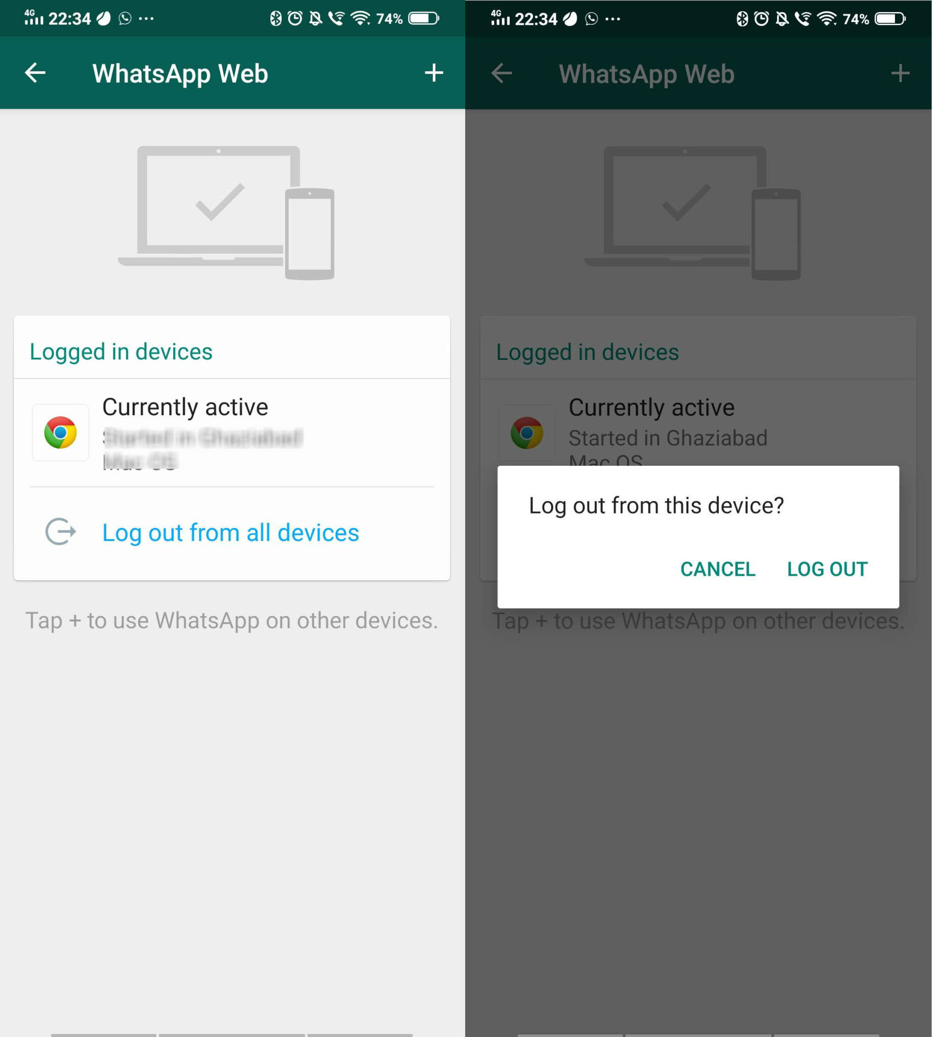 how to logout from whatsapp web