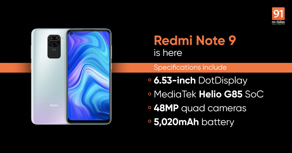 Redmi Note 9 launched in India with Helio G85 SoC and 48MP quad cameras: price, specifications, and sale date