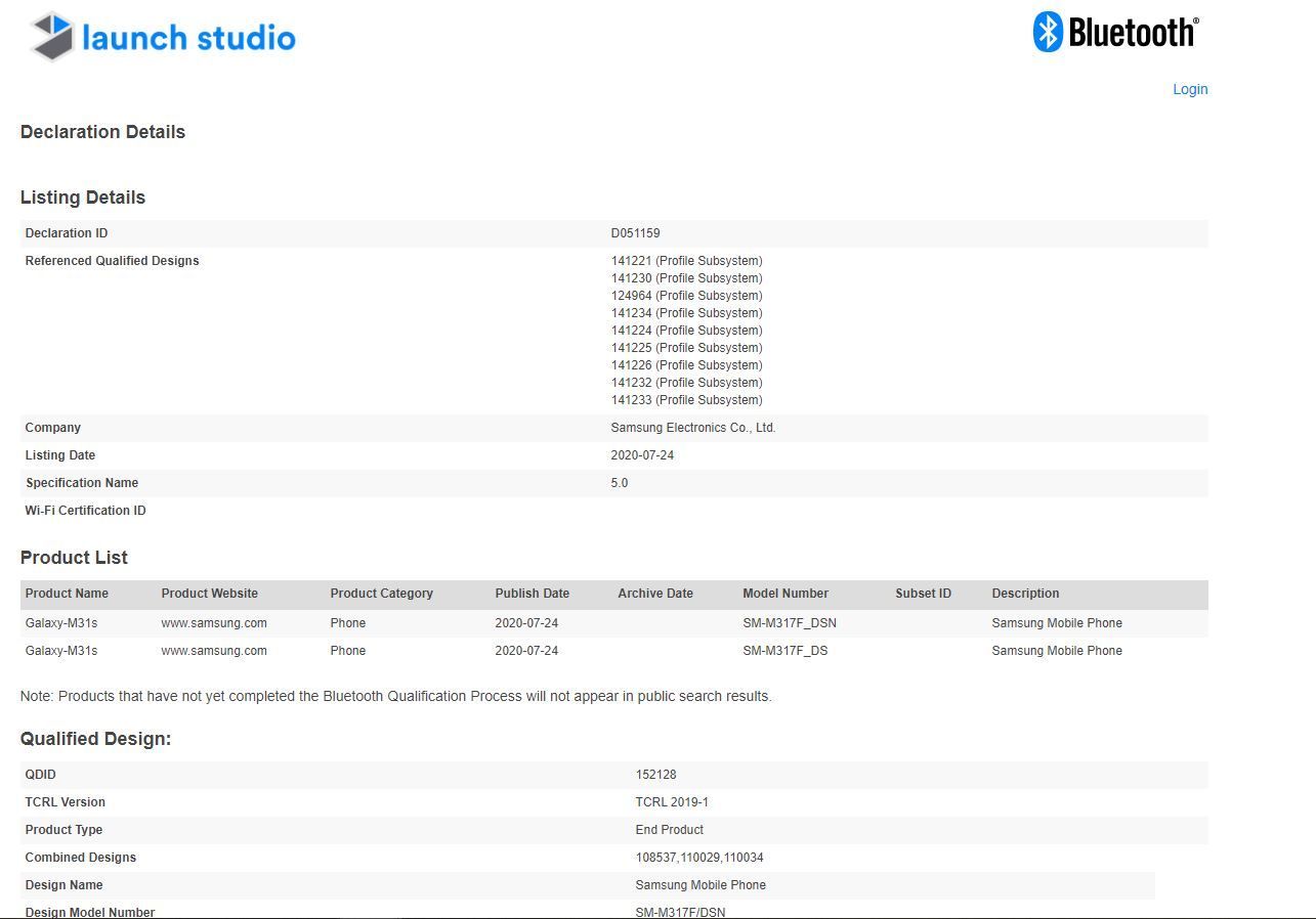 samsung 31s specifications