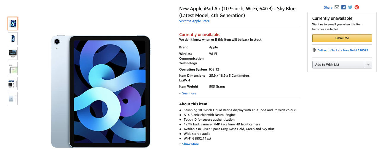 Apple Ipad Air 4 Amazon India Availability Revealed Ahead Of Release 91mobiles Com