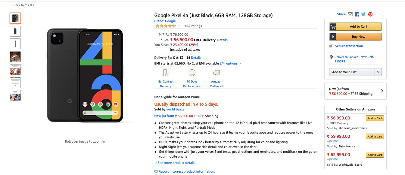 Google Pixel 4a price in India listed on Amazon, but don't ...