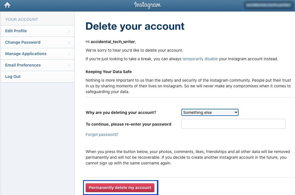 how to deactivate facebook account but not instagram