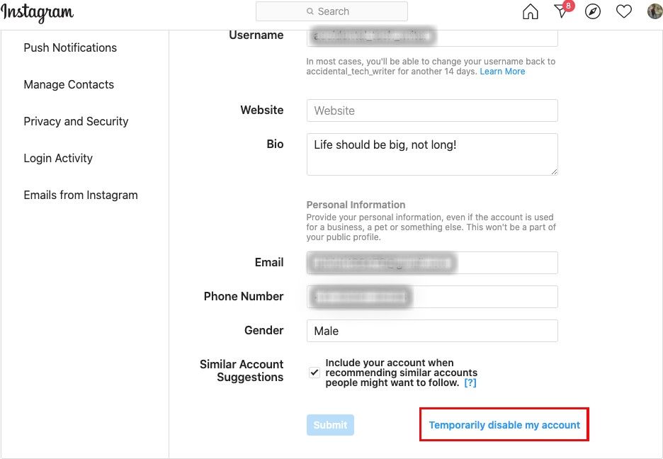 how to remove instagram business account